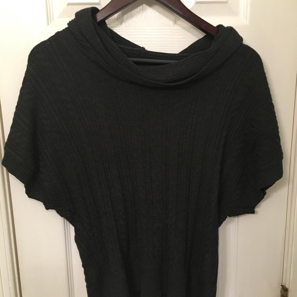 Gray sweater with swoop neck